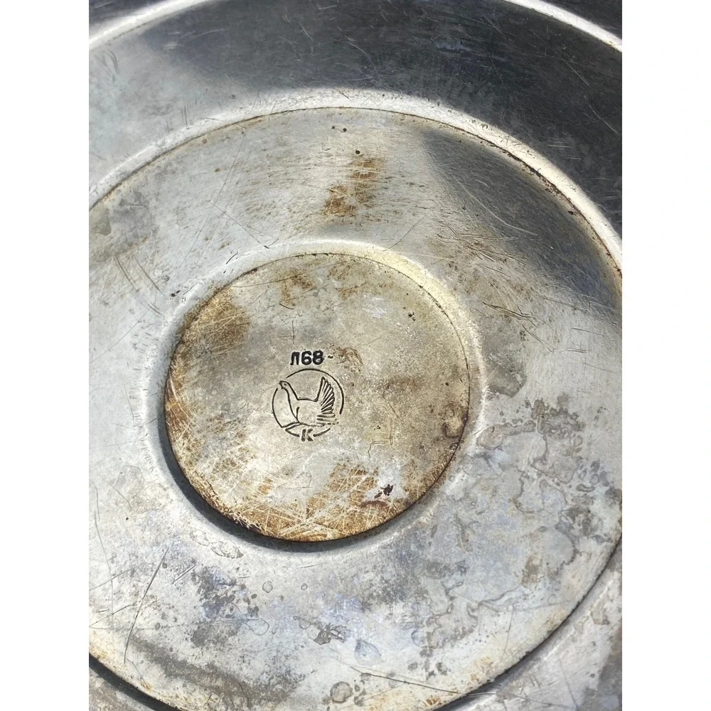 Vintage Soviet USSR Tea Kettle Nickel Plated Bronze Bakelite Handle Melon Shape